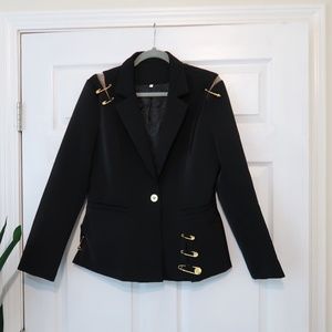 BLACK & GOLD PINNED BLAZER (NWOT)